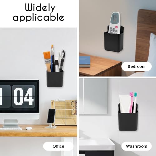 2 PCS Remote Control Holder Wall Mount, TV Air Conditioner Remote Control Holder, Self Adhesive Pen Holder Organizers and Accessories for Home Office School, Black - color: Set of 2-Black