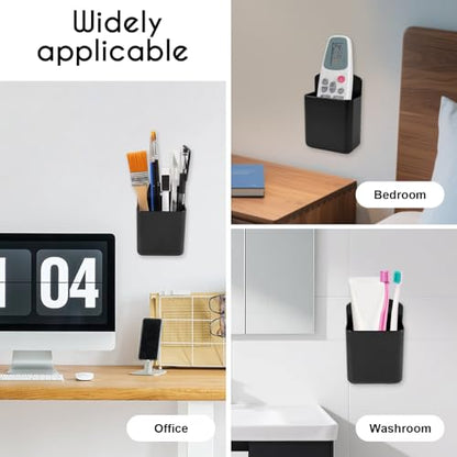 2 PCS Remote Control Holder Wall Mount, TV Air Conditioner Remote Control Holder, Self Adhesive Pen Holder Organizers and Accessories for Home Office School, Black - color: Set of 2-Black