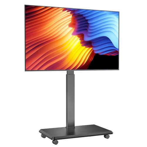Afaloona Rolling TV Stand, Portable Mobile TV Stand for 32-75 Inch TVs up to 110 lbs, 18 Adjustable Heights, Max VESA 600x400mm, Rolling TV Cart on Wheels with Mount for Bedroom, Office, Outdoor - style: GM-A02