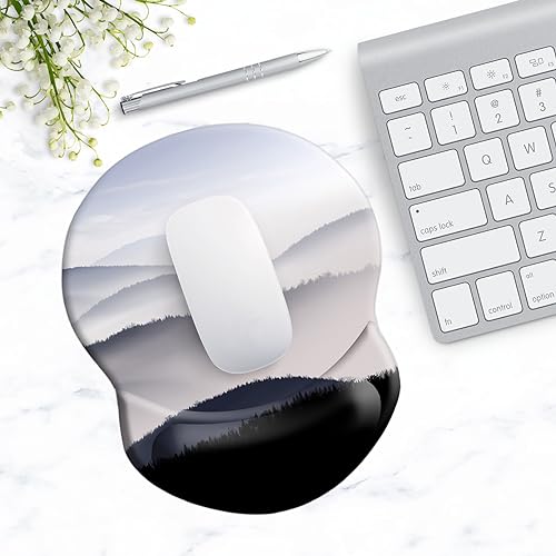 Ergonomic Mouse Pad with Wrist Support - Comfortable Computer Mouse Pad with Non-Slip PU Base for Home Office, Learning, Working, Gaming (Mountains Landscape) - color: Mountains Landscape