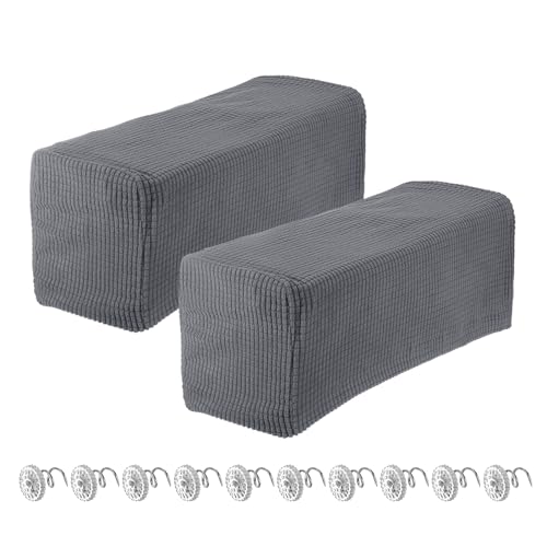 uxcell 2pcs Stretch Armrest Covers for Chairs/Sofas, Couch Arm Covers with Twist Pin, Furniture Protector Slipcovers Light Grey - color: Light Grey