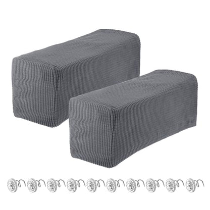 uxcell 2pcs Stretch Armrest Covers for Chairs/Sofas, Couch Arm Covers with Twist Pin, Furniture Protector Slipcovers Light Grey - color: Light Grey