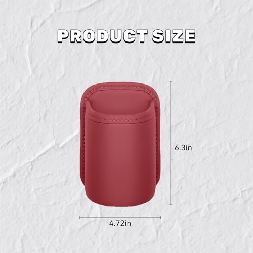 Car Door Cup Holder, Leather Clip On Backseat Pocket Beverage Holder, Waterproof Scratch-Resistant Vehicle Window Cup Holder, Multifunctional Storage for Water Cup Phone Change (Red) - color: Red