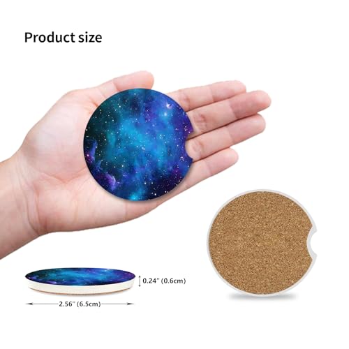 Car Coasters Pack of 2,Nebula Galaxy Ceramic Cup Holders Car Coasters,Keep Cup Holders Clean and Dry,Drink Cup Car Holder Coasters with A Finger Notch - color: Nebula Galaxy