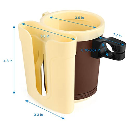 Accmor 3-in-1 Bike Cup Holder with Cell Phone Keys Holder, Bike Water Bottle Holders, Universal Bar Drink Cup Can Holder for Bicycles, Motorcycles, Scooters, Yellow Brown - color: Gream Yellow Brown