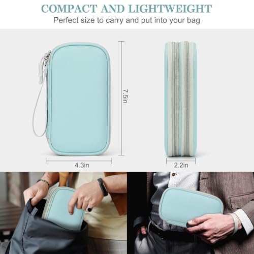 FYY Electronic Organizer, Travel Cable Organizer Bag Pouch Electronic Accessories Carry Case Portable Waterproof Double Layers All-in-One Storage Bag for Cable, Charger, Phone, Earphone, Mint Green - color: Mint Green, style: Small