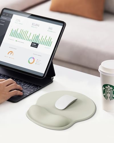 Laborio Mouse Pad with Wrist Rest, Ergonomic Mouse Pads for Desk, Office Non-Slip Mousepad with Gel Wrist Support(Light Green, 10.6''L x 9''W) - color: Light Green