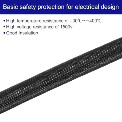 MECCANIXITY 5Pcs Wire Insulation Braid Fire Sleeve,6.6Ft-12mm ID Black, High Temp Silicone Coated Fiberglass Sleeving for Automotive Hose Lines Electrical Wiring - color: Black, size: 6.6Ft-12mm