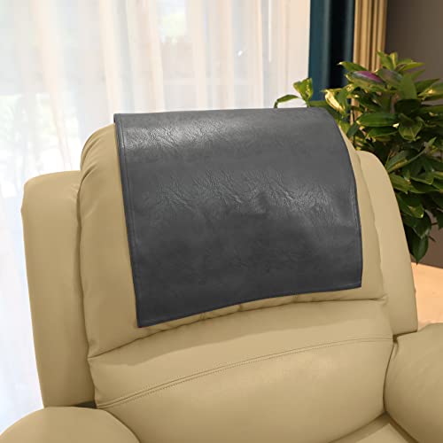 Non Slip Headrest Cover for Furniture Slipcovers,Faux Leather Headrest Protector for Recline Chair Vinyl Head Protector for Sofa,Theater Seat Cover for Home & Office 17x27 in, Dark Gray - color: Dark Gray