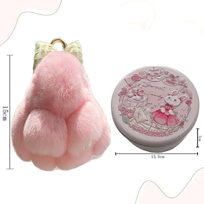 Handmade Soft Bunny Keychain, Includes Matching Tin, Charming Rabbit Design, Perfect for party gifts, Christmas. - color: Purple, size: Small