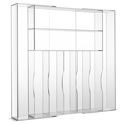 Clear Acrylic Drawer Organizer for Kitchen Utensils and Flatware, Adjustable Silverware Tray with 9 Compartments for Drawers, Office, and Bathroom Storage