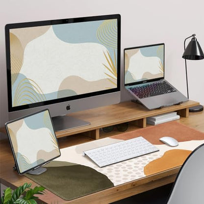 HAOCOO Boho Desk Mat, Computer Desk Pad, Large Mouse Pad for Desk, XXL Gaming Mousepad Cute for Desktop with Non-Slip Base, Waterproof Laptop Keyboard Mat for Office Home, Brown Beige - color: Boho Beige Cream Tan