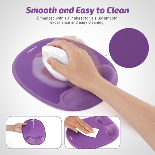 Ergonomic Mouse Pad for Vertical Mouse, Memory Foam(Lavender Purple) - color: Lavender Purple