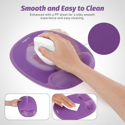 Ergonomic Mouse Pad for Vertical Mouse, Memory Foam(Lavender Purple) - color: Lavender Purple