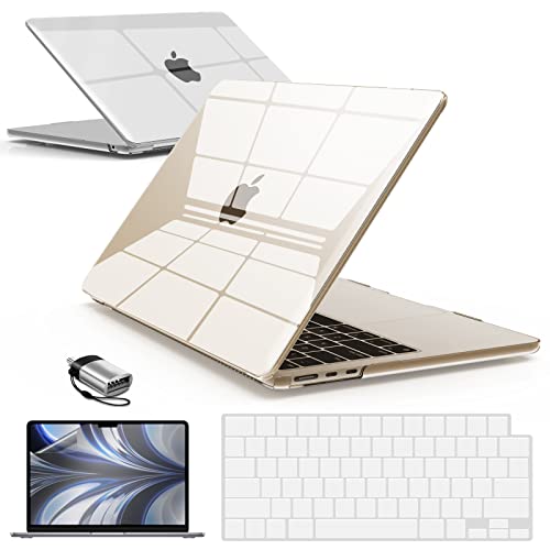 IBENZER Compatible with 2025 2024 2023 2022 MacBook Air 13 inch Case M4 A3240 M3 A3113 M2 A2681, Hardshell Case & KeyboardCover & ScreenFilm & Type-C for Mac Air 13.6, Crystal Clear, AT13-KK-CYCL+2TC - color: Crystal Clear