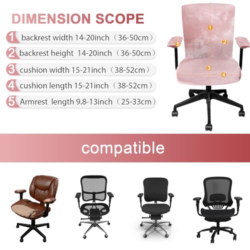 Tallew 4 Pcs Office Chair Covers Set Computer Universal Protective Stretchable Chair Seat Covers Desk Armrest Slipcovers Pads Office Cushion Backrest for Rotating(Light Pink) - color: Light Pink