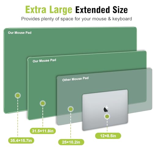 Green Mouse Pad, Smooth Mouse Pads, Non-Slip Rubber Base & Waterproof Gaming Mouse Pad, 31.5L x 11.8W Inches Large Mousepad for Computer, Office & Home, Multifunctional Large Mousepad - color: Olive Green, size: 31.5L x 11.8W inches