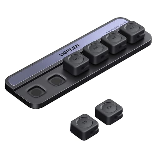 UGREEN Desk Cable Organizer, Magnetic Cord Holder 6 Pack, Silicone Cable Clip with Strong Magnet, 2 Sizes for Charging Cords, Easy Cable Management for Desk, Nightstand, Car, Home Office