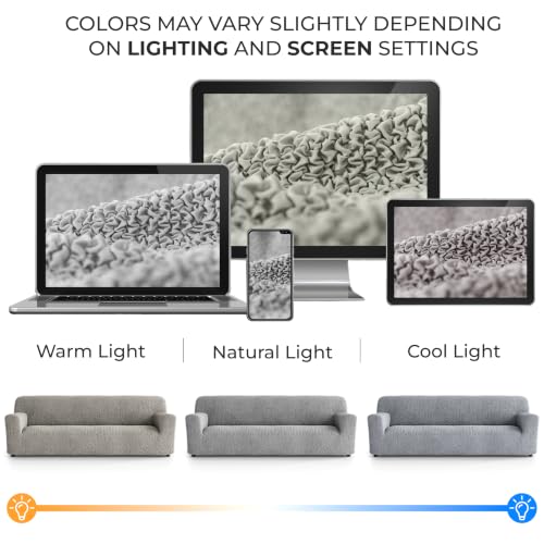 Premium Stretch Couch Covers for Sofa - Sofa Chair Cover Washable, Dogs & Pets Friendly - Elastic Polyester Loveseat Slipcovers - Non-Slip Love Seat Couch Covers - Ash (86"-120" Wide) - color: Ash, size: 86"-120" Wide