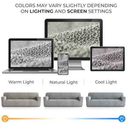 Premium Stretch Couch Covers for Sofa - Sofa Chair Cover Washable, Dogs & Pets Friendly - Elastic Polyester Loveseat Slipcovers - Non-Slip Love Seat Couch Covers - Ash (86"-120" Wide) - color: Ash, size: 86"-120" Wide