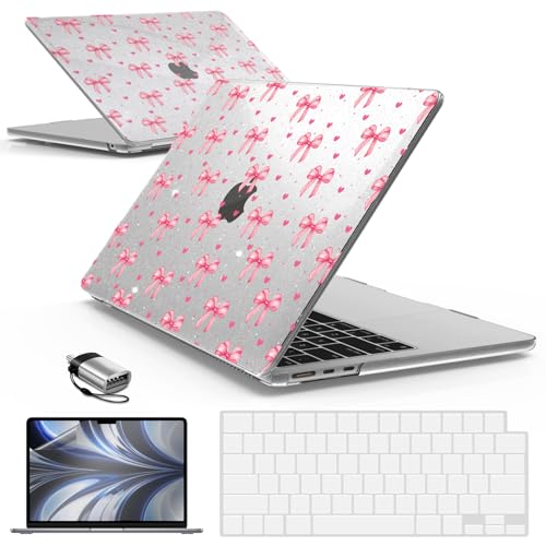 IBENZER Compatible with MacBook Air 13 inch Case M5 2026 M4 2025 M3 M2 2024-2022 A3449 A3240 A3113 A2681,HardShellCase&KeyboardCover ScreenFilm Type-C for Mac air 13.6", Bow, KK-Bow+2TC - color: Bow