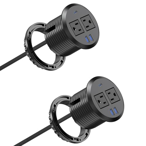 3 inch Desktop Power Grommet USB C,20W Fast Charging Station,Furniture Recessed Power Strip,2 Outlets,3 USB Ports,Flush-Mount for Desktop, Workspace Essential Desk Outlet,2 Pack (Black) - color: Black, size: 2 PCS-20W USB Port