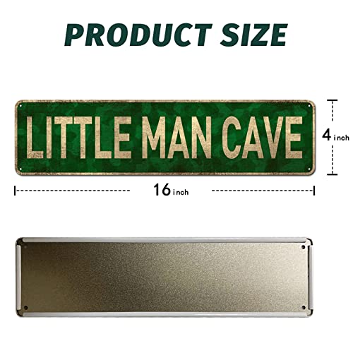 Little Man Cave Toddler Boy Room Décor Sign, 4" x 16" | Decoration Wall Sign, Kids Room Signs For Door, Boy Décor for Bedroom, Boys Only Sign - color: Little Man Cave