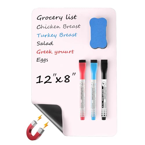 MaxGear Magnetic Pink Whiteboard for Fridge, 12 x 8 Inch, Markers Included - color: Pink, size: 12"x8"