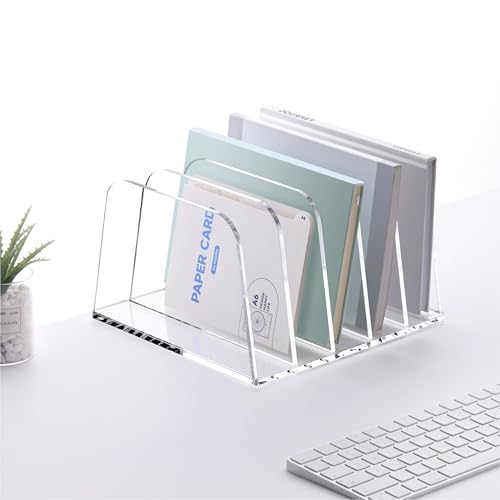 YUXUN Desk File Organizer,5-Section Vertical Clear Acrylic Desk Organizer File Holder Mail Sorter Office Organization for Office Home &Classroom（B5） - style: 5-Section,B5