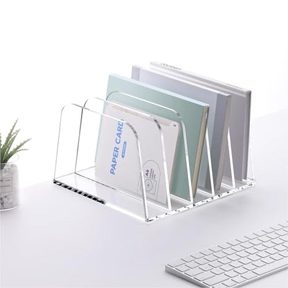 YUXUN Desk File Organizer,5-Section Vertical Clear Acrylic Desk Organizer File Holder Mail Sorter Office Organization for Office Home &Classroom（B5） - style: 5-Section,B5