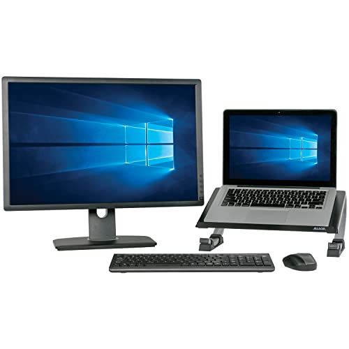 Allsop Redmond Adjustable Laptop Stand, Vented Curved Sturdy Metal Ergonomic Riser, Black (ASP30498) - style: Laptop Stand
