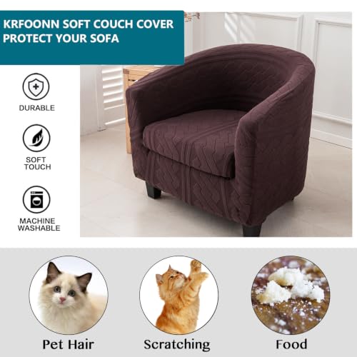 KRFOONN Club Chair Slipcover 2 Piece Stretch Jacquard Round Barrel Chair Covers Removable Tub Chair Slipcover with Elastic Bottom Chair Coverings Furniture Protector Cover for Living Room, T7 - color: Color T7