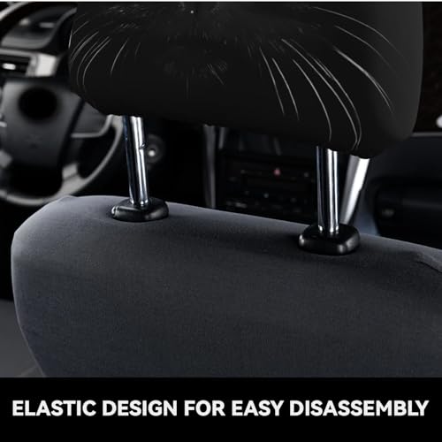 Dujiea 2 Pack Black Cat Car Headrest Covers, Universal Soft Car Seat Head Rest Protector, Vehicle Accessories Fabric Headrest Cover for Cars Vans Trucks - color: Black Cat