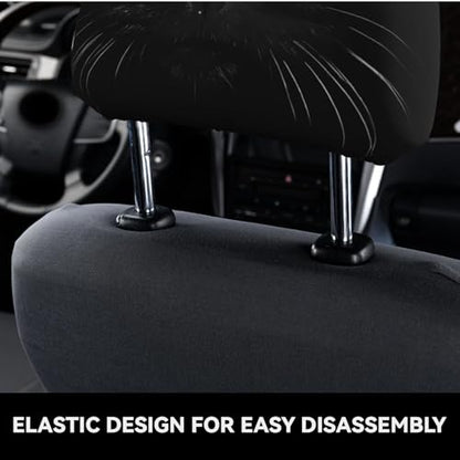 Dujiea 2 Pack Black Cat Car Headrest Covers, Universal Soft Car Seat Head Rest Protector, Vehicle Accessories Fabric Headrest Cover for Cars Vans Trucks - color: Black Cat