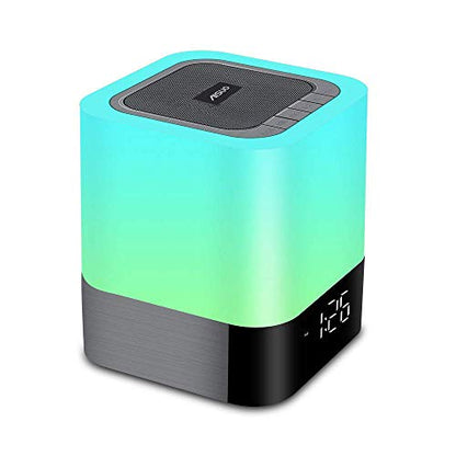 Night Light-5 in 1 Bedside Lamp with Bluetooth Speaker, 12/24H Digital Calendar Alarm Clock, Touch Control, Support TF and SD Card, Music Player, Gift for Girls Boys Teens,Warm White