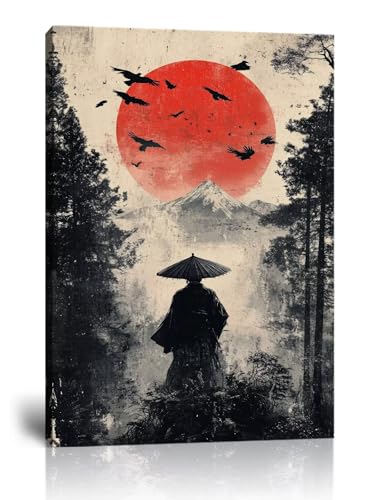 HQLLingArt Japanese Samurai Wall Art for Living Room Bedroom Home Decorations Samurai Picture Asian Artwork Canvas Prints Framed Ready to Hang(12''W x 16''H) - color: samurai art-15, size: 12"L x 16"W