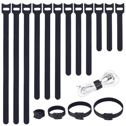 MVYC 200PCS Reusable Cable Ties Wire Ties Cord Organizer Cable Organizer Adjustable Cable Management Black 4+6+8+10 inch - size: 4+6+8+10 Inch (Black)