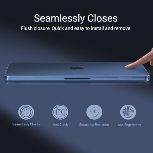 MOSISO Ultra-Thin & Seamlessly Closes Cover Compatible with MacBook Air 13 inch Case M5 M4 M3 M2 2026-2022 A3449 A3240 A3113 A2681, 2 in 1 Kit Anti-Fingerprints Shell for Mac Air 13.6, Midnight Clear - color: Midnight Clear