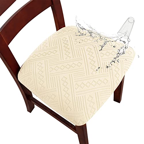Genina Waterproof Dining Room Chair Covers Stretch Seat Covers for Dinning Room Chair Protector Slipcover for Kitchen, Hotel (2, Pattern1-Beige) - color: Pattern1-beige
