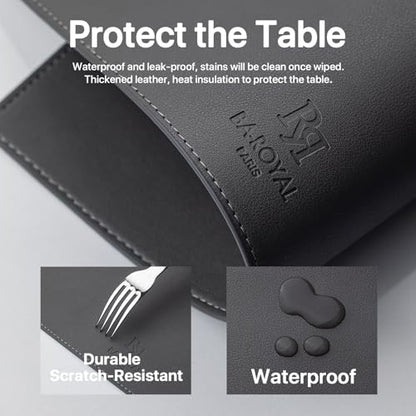 Baroyal Faux Leather Placemats Set of 6 Vinyl Washable Wipeable Table Mats for Kitchen Dining Table Heat Resistant Waterproof Modern Indoor/Outdoor Placemats Non-Slip Easy Clean Place Mats (Dark Gray) - color: B-dark Gray