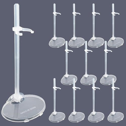 12 Pcs Adjustable Doll Stands - Transparent & Lightweight Display Rack for Dolls, Action Figures & Monsters