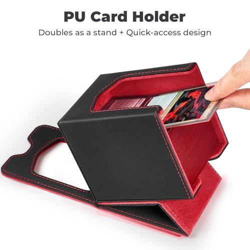 Fabmaker Deck Box Compatible with MTG Commander, (patent Pending) Magnetic Trading Card Storage Box with Comman-der, Fits 100 Double-Sleeved Cards, Card Box Compatible with Magic the Gathering, Red - color: Red, size: 1 pack