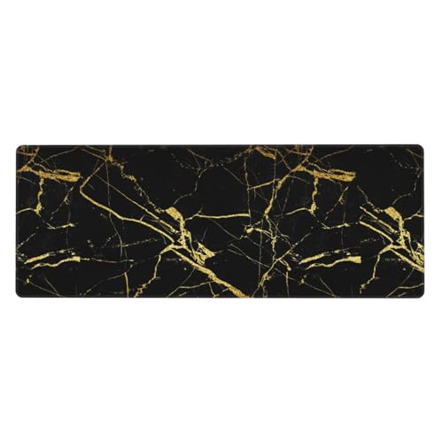 Black Gold Marble Mouse Pad Large Gaming Mousepad Non-Slip Rubber Base Keyboard Mouse Mat for Laptop Keyboard Desktop 31.5 x 11.8 inch - color: Black Gold Marble