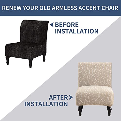 Eco-Ancheng Armless Chair Slipcover Removable Armless Accent Chairs Covers Washable Armless Slipper Chair Slipcover Printed Armless Chair Furniture Protector Covers for Living Dining Room Hotel - color: A4