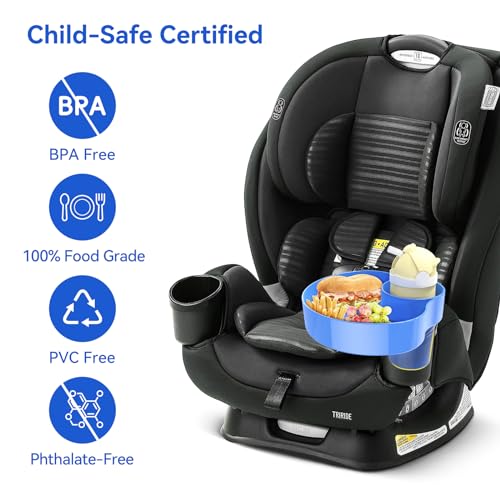 2 Pack Car Seat Cup Holder Snack Tray: Travel Tray for Kids Car Seat Food Tray for Kids Travel, Toddler Carseat Eating Plate Table, Kid Road Trip Table Essentials Accessories, Pink+Blue - color: Pink+Blue(2Pack)
