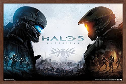 Trends International Halo 5 - Key Art Wall Poster, 22.4L x 14.7W, Mahogany Framed Version - color: Mahogany Framed Version, size: 22.4"L x 14.7"W
