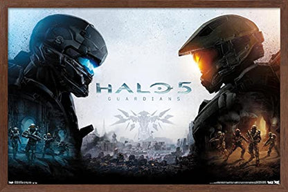 Trends International Halo 5 - Key Art Wall Poster, 34L x 22.4W, Mahogany Framed Version - color: Mahogany Framed Version, size: 34"L x 22.4"W