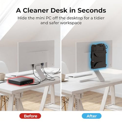 Mini PC VESA Mount for Lenovo with Desk Clamp Behind Monitor/Wall/Under Desk/C-Clamp Desktop Mounting Bracket for Lenovo ThinkCentre M600 M700 M710Q M910Q Tiny Desktops Mini PC Mount to Monitor Arm