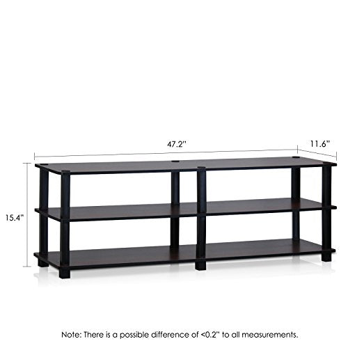 Furinno Turn-S-Tube No Tools 3-Tier Entertainment TV Stands, Dark Cherry and Black - color: Dark Cherry/Black, size: 55-inch No Tools