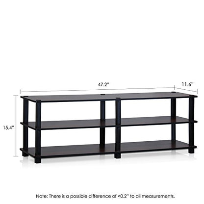 Furinno Turn-S-Tube No Tools 3-Tier Entertainment TV Stands, Dark Cherry and Black - color: Dark Cherry/Black, size: 55-inch No Tools